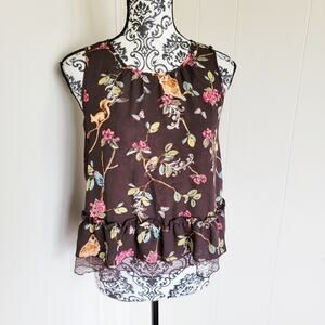 Disney for Lauren Conrad Floral Print Crop Peplum Top